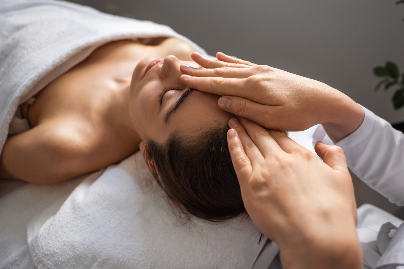 A facial treatment being performed with a slow, massage-like technique
